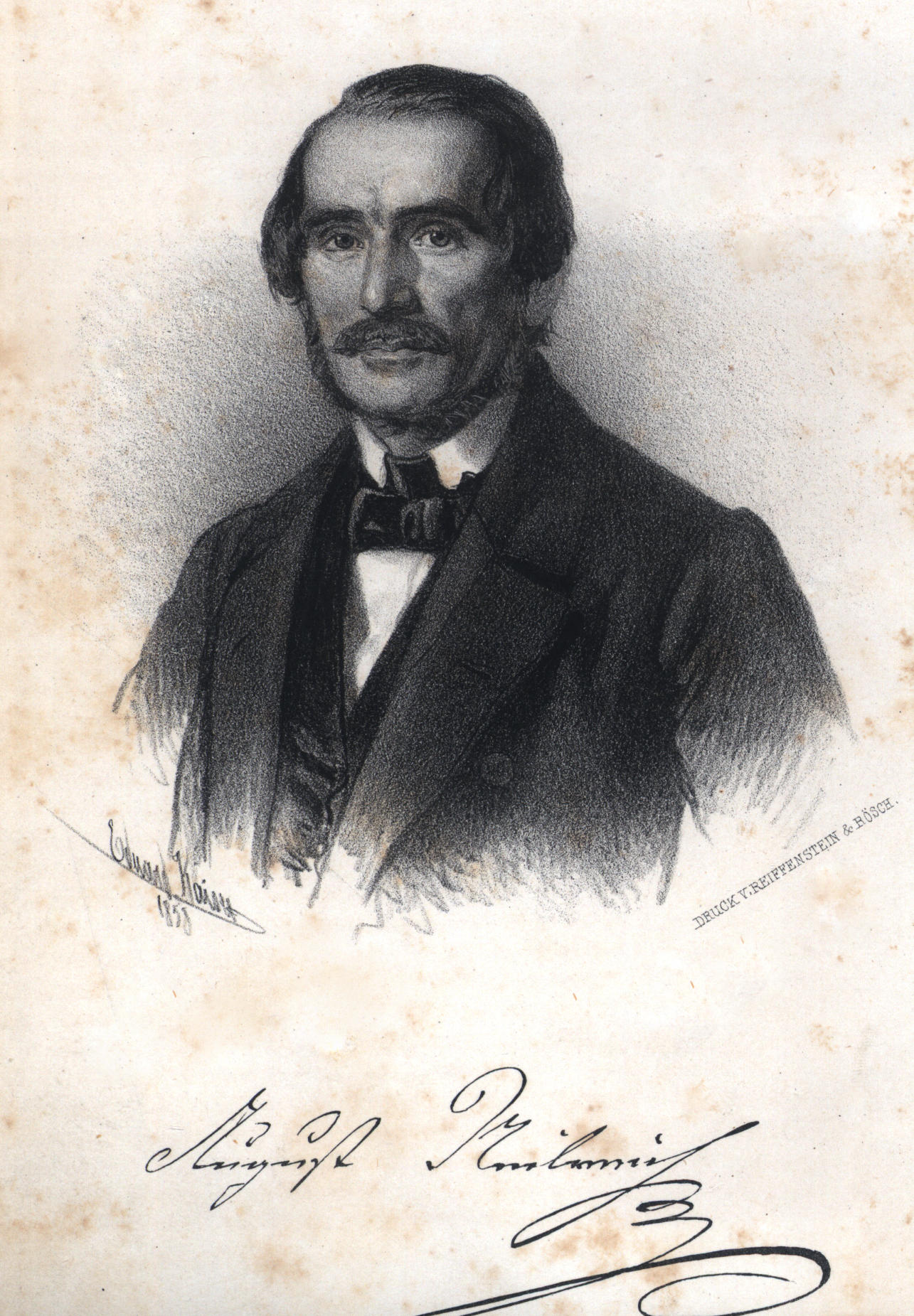 A. Neilreich [reprodukcia z práce Reissek S. 1859. August Neilreich. Oest. Bot. Z. 9/(1): 1–8].